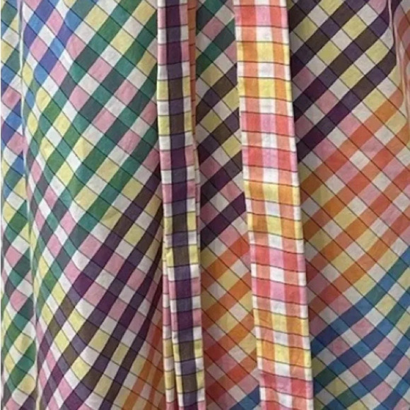 J. Crew Tie Bow Neck Mulitcolor Rainbow Gingham Print Shift Dress Size 6 S Small - Picture 8 of 11